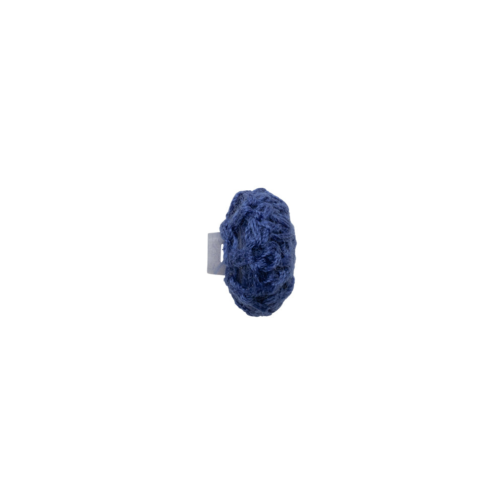 Matte Blue Crochet Fabric Covered Shank Back Button - 16L/10mm Folded Matte Blue Crochet Fabric Covered Shank Back Button - 16L/10mm Folded