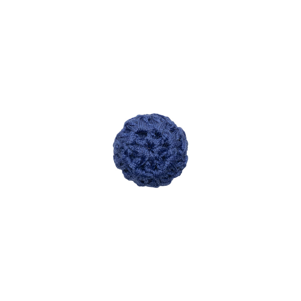 Matte Blue Crochet Fabric Covered Shank Back Button - 16L/10mm Matte Blue Crochet Fabric Covered Shank Back Button - 16L/10mm