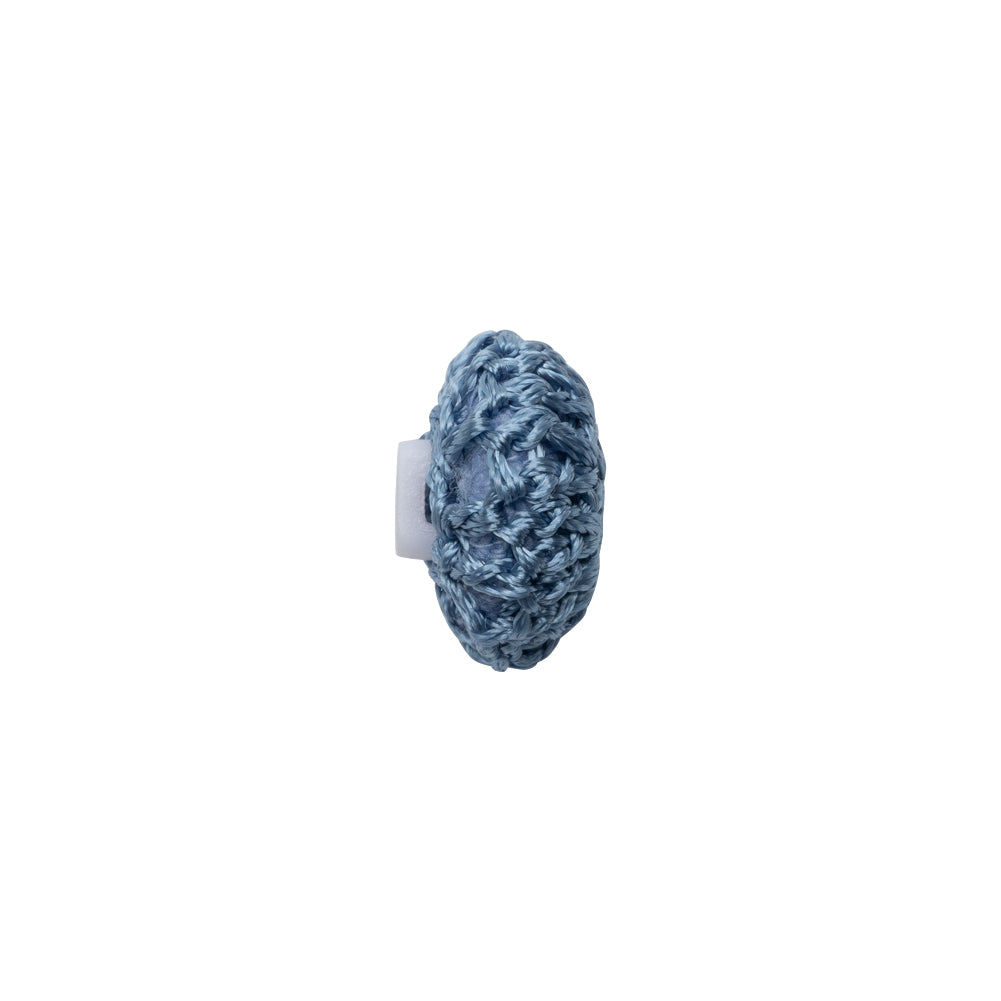 French Blue Crochet Fabric Covered Shank Back Button - 20L/12.5mm Folded French Blue Crochet Fabric Covered Shank Back Button - 20L/12.5mm Folded