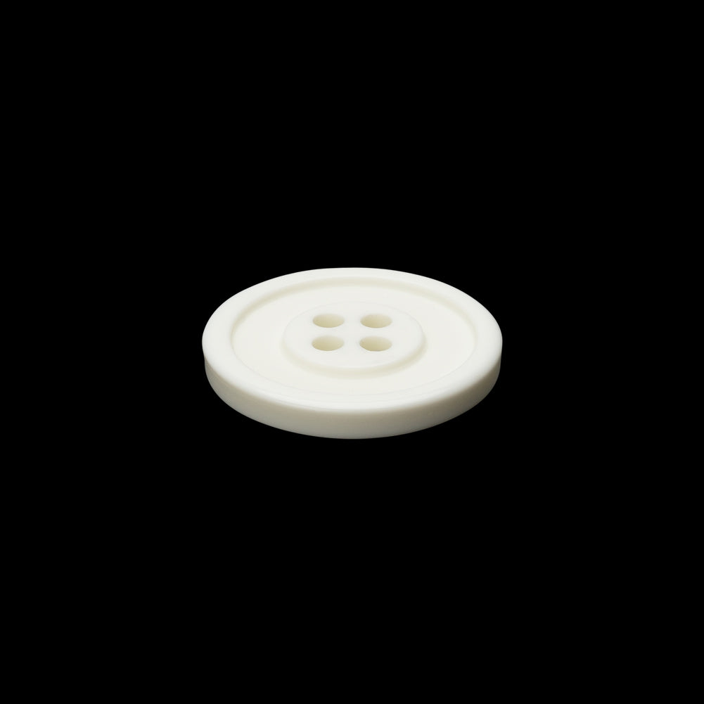 Off White Raised Center and Rim Plastic 4-Hole Button - 28L/18mm Folded Off White Raised Center and Rim Plastic 4-Hole Button - 28L/18mm Folded