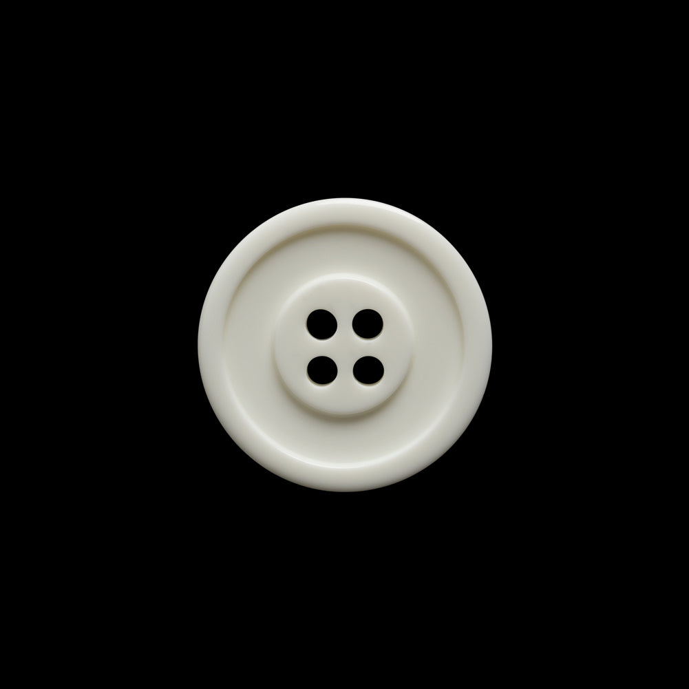 Off White Raised Center and Rim Plastic 4-Hole Button - 28L/18mm Off White Raised Center and Rim Plastic 4-Hole Button - 28L/18mm