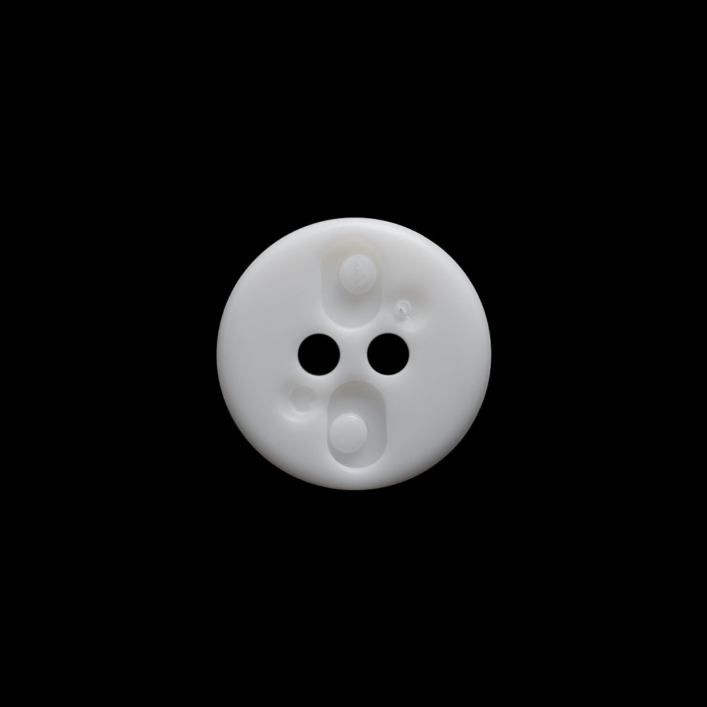 White Decorative Notched Rim Two Piece Plastic 2-Hole Button - 24L/15mm Detail White Decorative Notched Rim Two Piece Plastic 2-Hole Button - 24L/15mm Detail