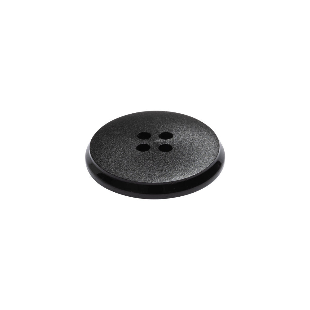 Plastic 4-Hole Button - Matte Black Glossy Rim - 30L/19mm Folded Plastic 4-Hole Button - Matte Black Glossy Rim - 30L/19mm Folded