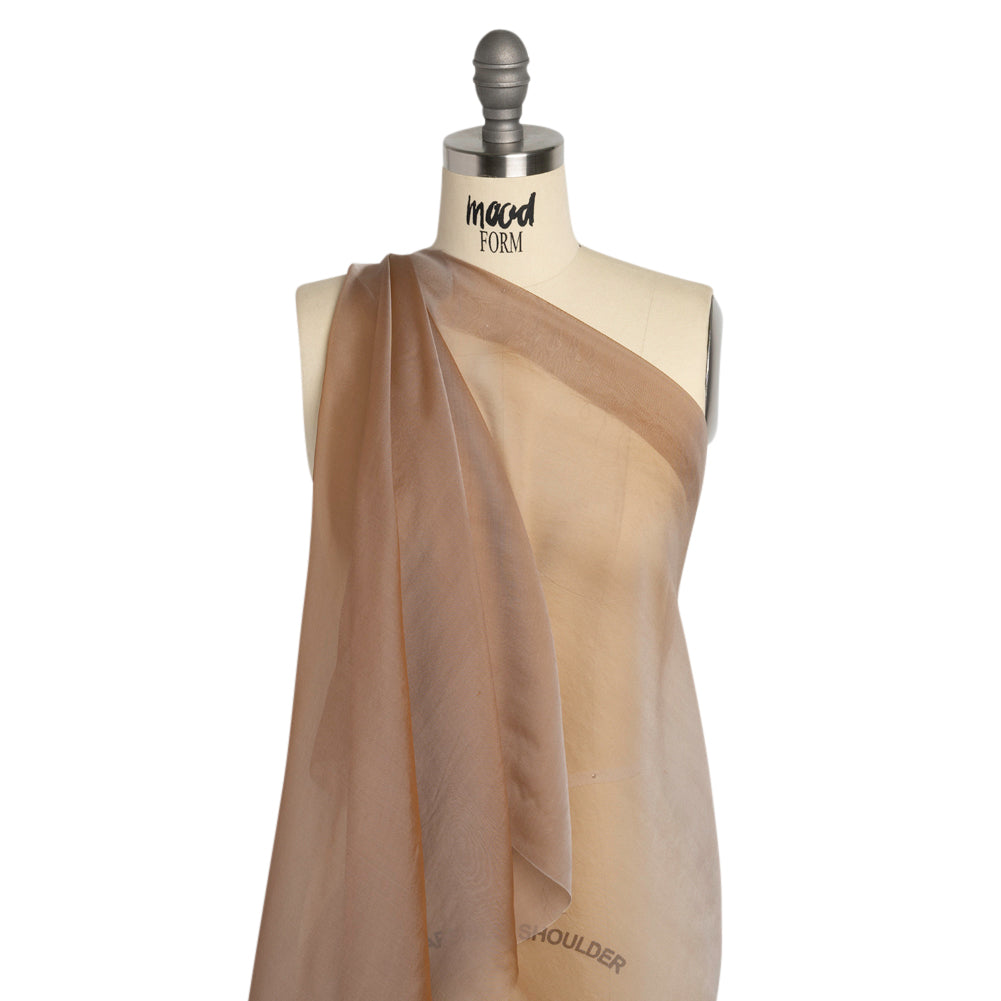 Chiffon-Like Silk Voile - Mink and Silver Iridescent - Adelaide Collection - Drape Chiffon-Like Silk Voile - Mink and Silver Iridescent - Adelaide Collection - Drape