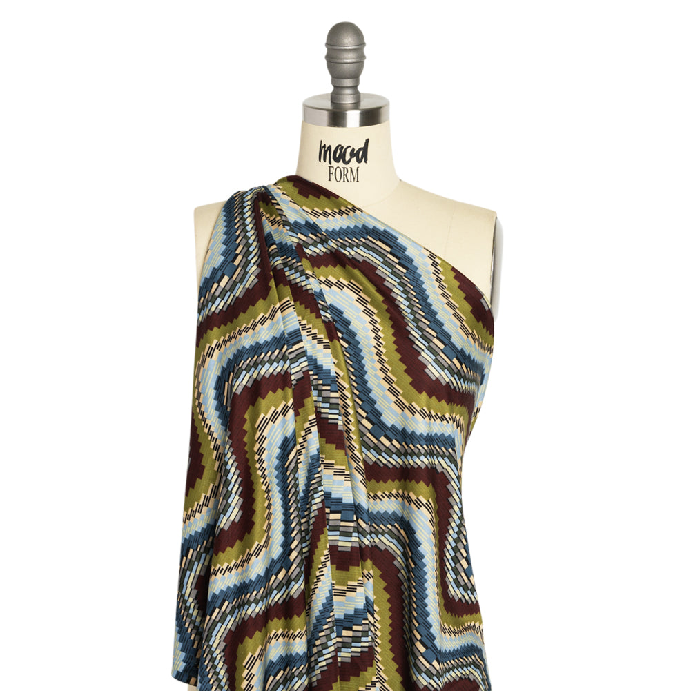 Blue, Olive and Russet Making Waves Silk Jersey Detail Blue, Olive and Russet Making Waves Silk Jersey Detail