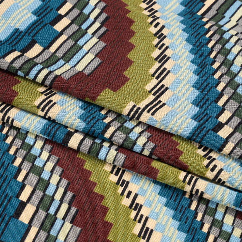 Blue, Olive and Russet Making Waves Silk Jersey Full Blue, Olive and Russet Making Waves Silk Jersey Full