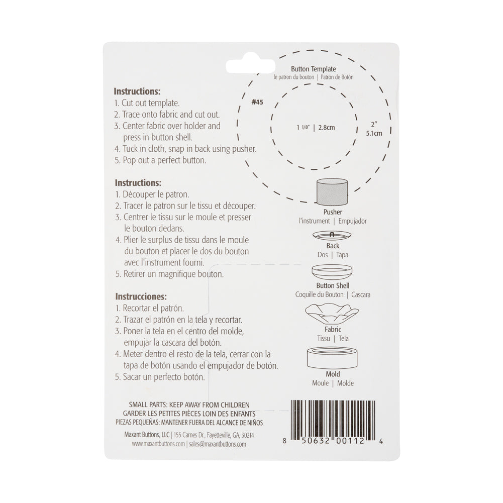 Maxant Covered Button Refills Size 45 - 6ct - Detail Maxant Covered Button Refills Size 45 - 6ct - Detail