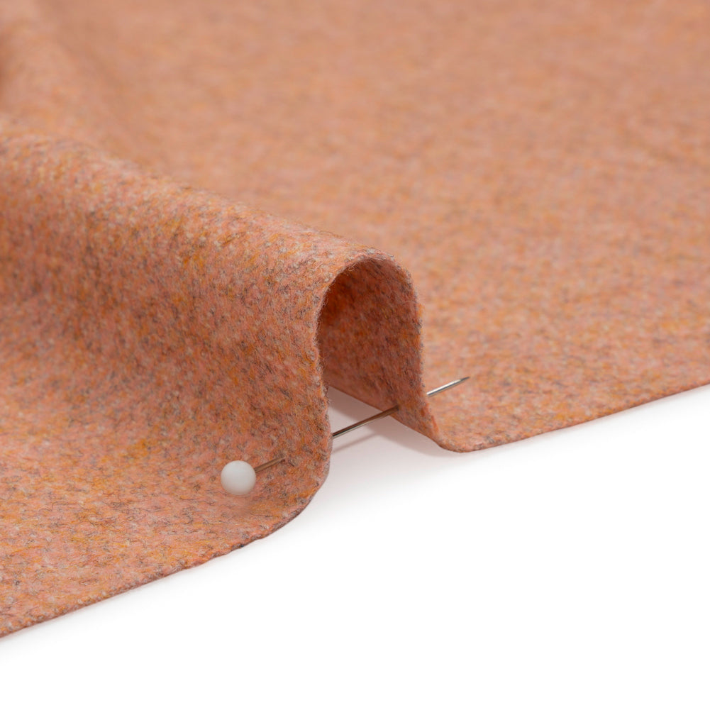 Italian Heathered Peach Brushed Wool Blend Woven Detail Italian Heathered Peach Brushed Wool Blend Woven Detail