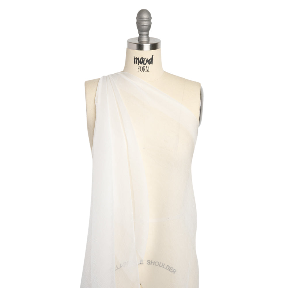 Famous Australian Designer White Crinkled Silk Chiffon Drape Famous Australian Designer White Crinkled Silk Chiffon Drape