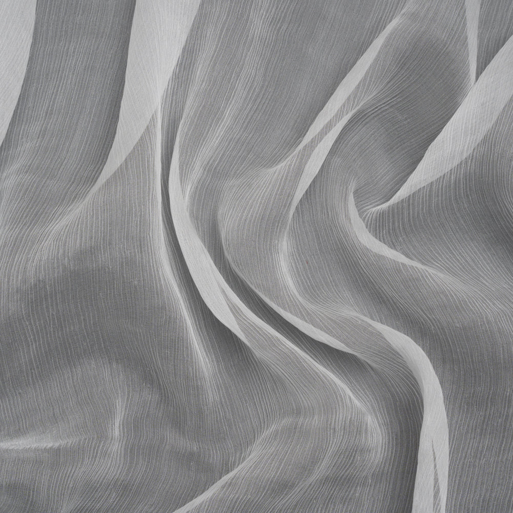 Famous Australian Designer White Crinkled Silk Chiffon Famous Australian Designer White Crinkled Silk Chiffon
