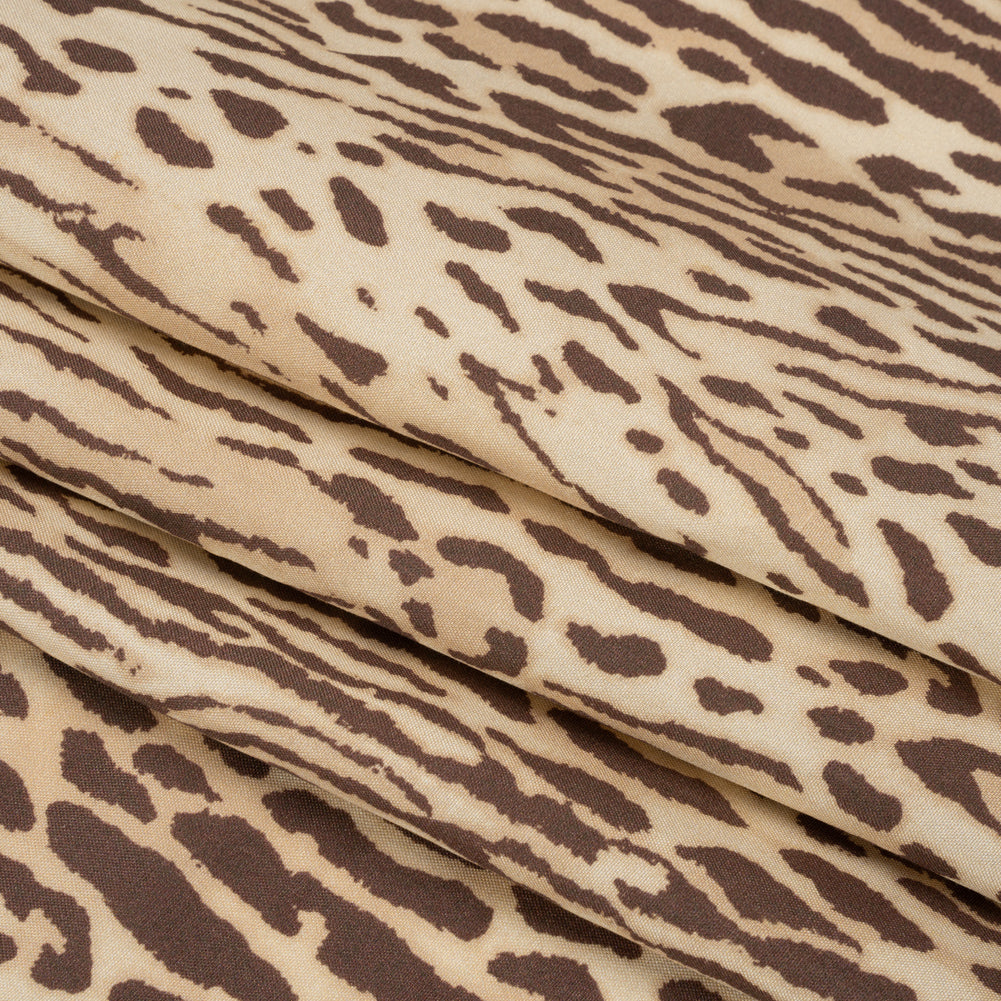 Famous Australian Designer Beige and Brown Animal Spots Silk Woven Full Famous Australian Designer Beige and Brown Animal Spots Silk Woven Full