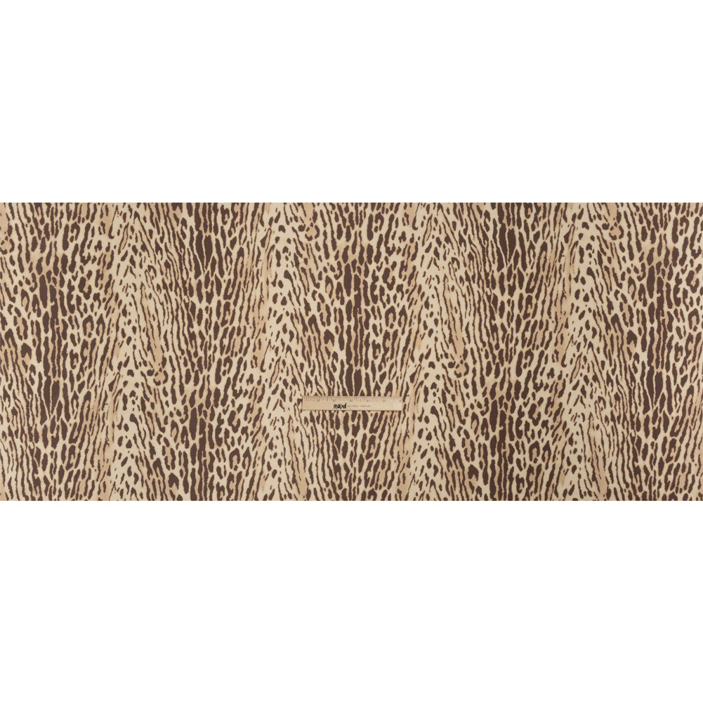 Famous Australian Designer Beige and Brown Animal Spots Silk Woven Drape Famous Australian Designer Beige and Brown Animal Spots Silk Woven Drape