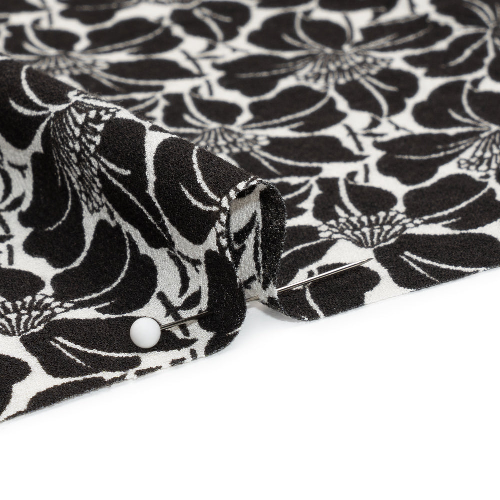 Famous Australian Designer Black and White Floral Rayon Crepe Folded Famous Australian Designer Black and White Floral Rayon Crepe Folded