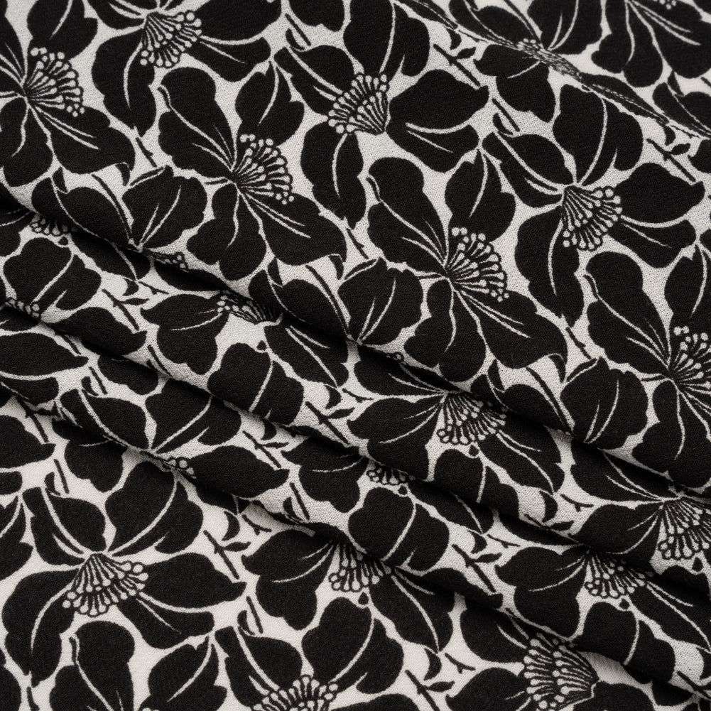 Famous Australian Designer Black and White Floral Rayon Crepe Full Famous Australian Designer Black and White Floral Rayon Crepe Full