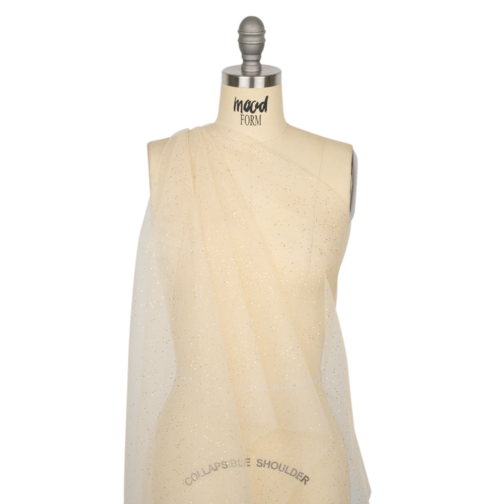 Famous Australian Designer Cream and Gold Glitter Speckled Tulle Drape Famous Australian Designer Cream and Gold Glitter Speckled Tulle Drape
