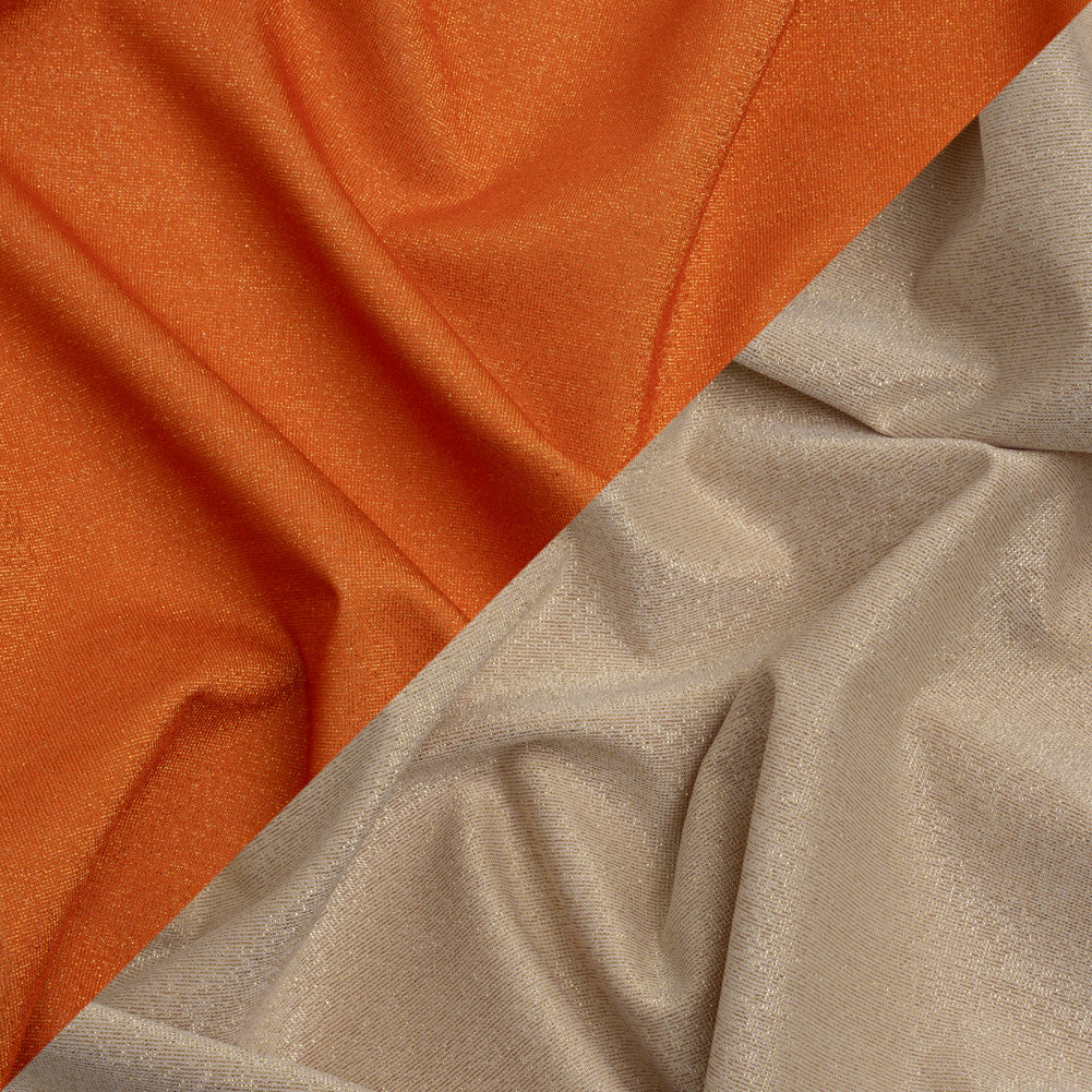 Famous Australian Designer Persimmon, Beige and Metallic Gold Double Face Stretch Polyester Tricot Famous Australian Designer Persimmon, Beige and Metallic Gold Double Face Stretch Polyester Tricot