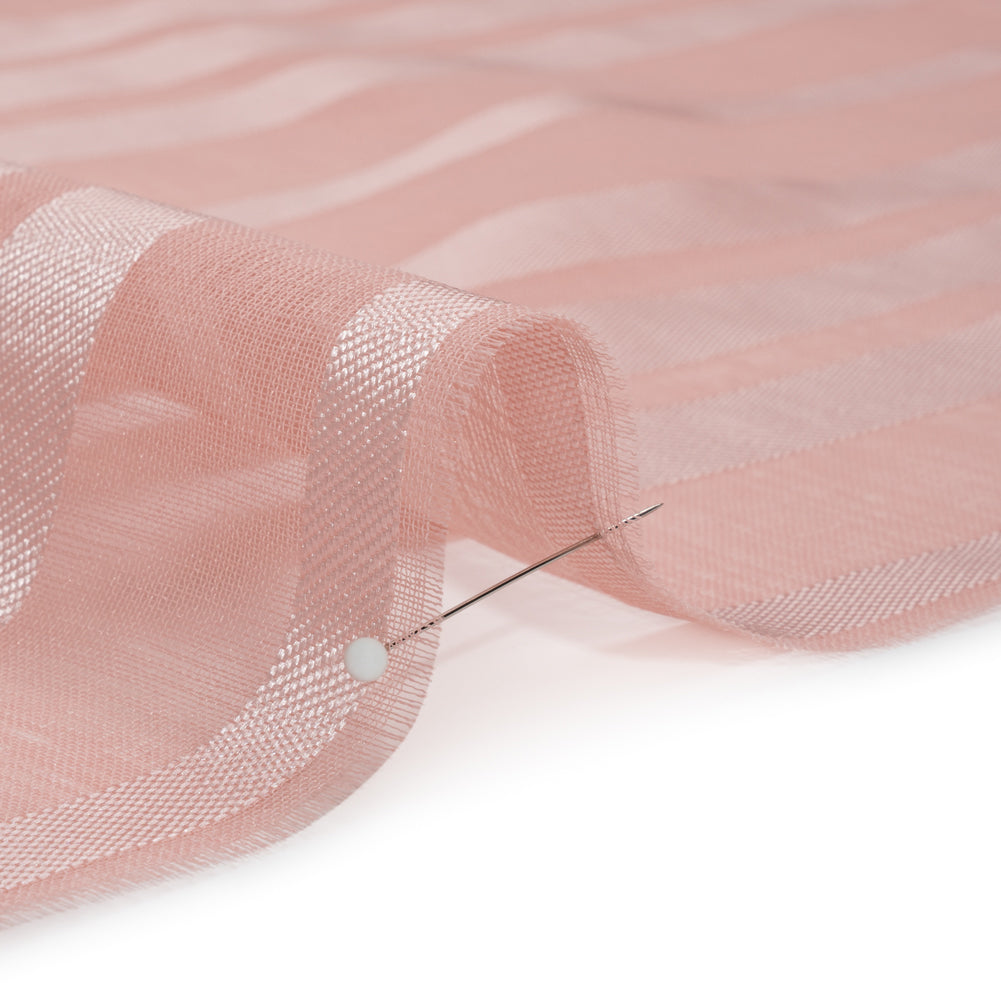 Famous Australian Designer Dusty Rose Striped Polyester Burnout Woven Detail Famous Australian Designer Dusty Rose Striped Polyester Burnout Woven Detail