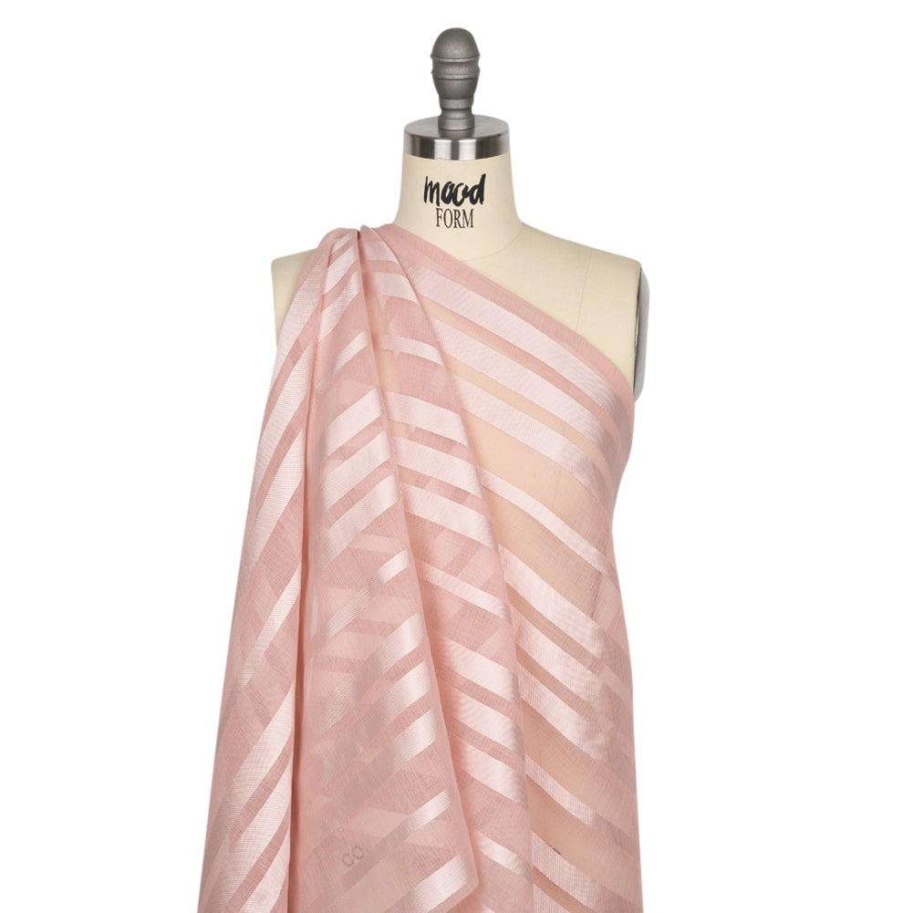 Famous Australian Designer Dusty Rose Striped Polyester Burnout Woven Drape Famous Australian Designer Dusty Rose Striped Polyester Burnout Woven Drape