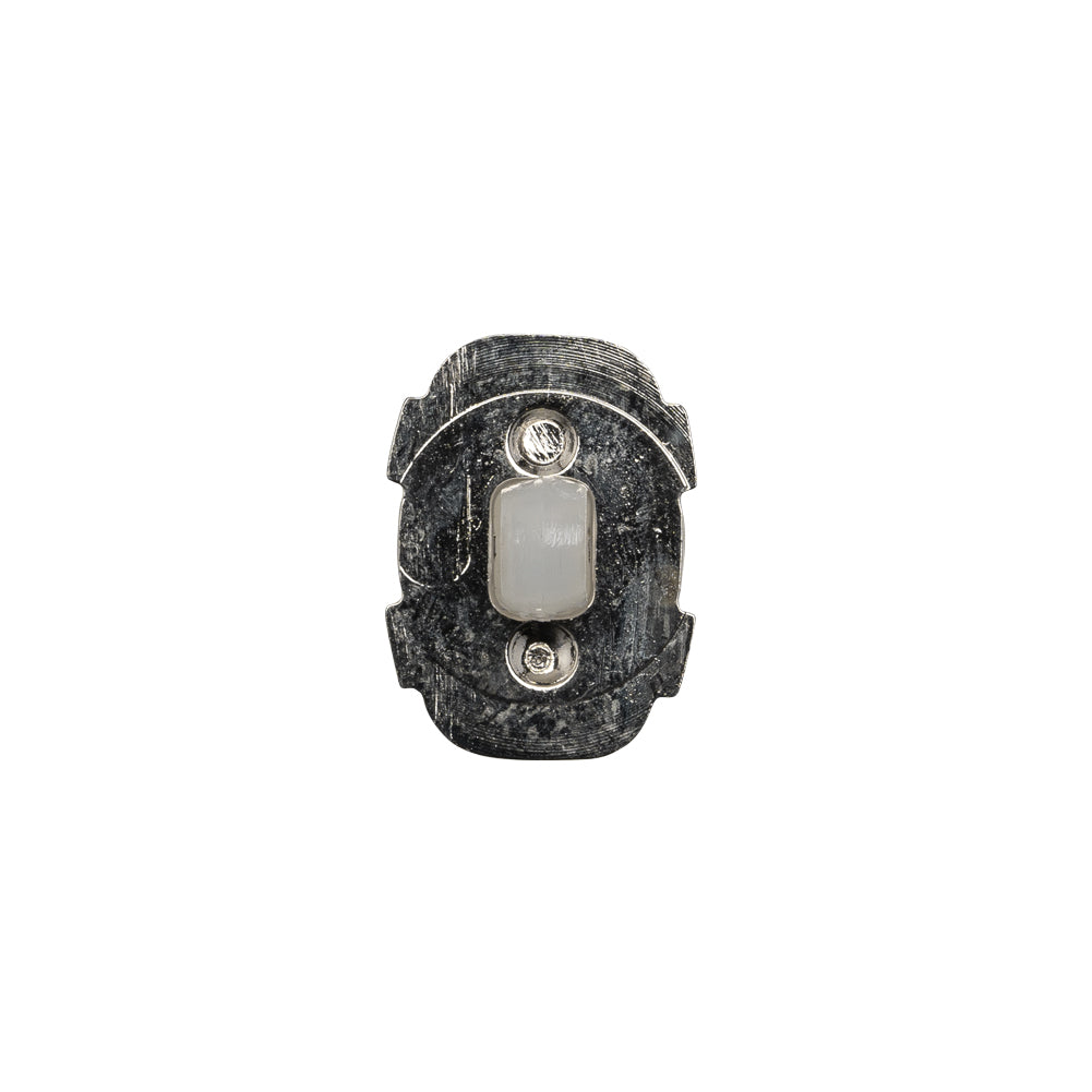 Plastic Shank Back Button - Semi-Translucent White and Metallic Silver Faceted Rounded Rectangle - 24L/15mm Detail Plastic Shank Back Button - Semi-Translucent White and Metallic Silver Faceted Rounded Rectangle - 24L/15mm Detail