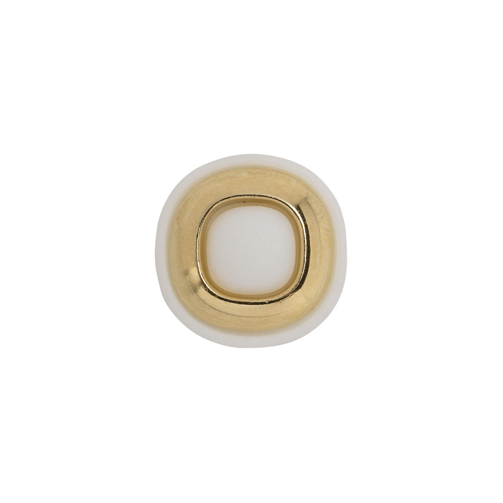 2-Piece Plastic Shank Back Button - White and Gold - 24L/15mm 2-Piece Plastic Shank Back Button - White and Gold - 24L/15mm
