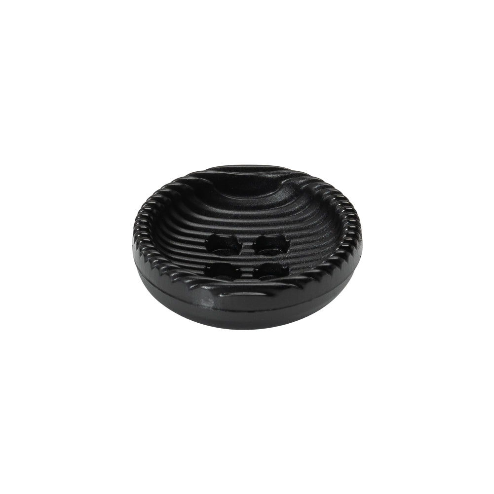 Plastic 4 Hole Button - Ribbed Black Bowl Shaped - 32L/20mm Folded Plastic 4 Hole Button - Ribbed Black Bowl Shaped - 32L/20mm Folded