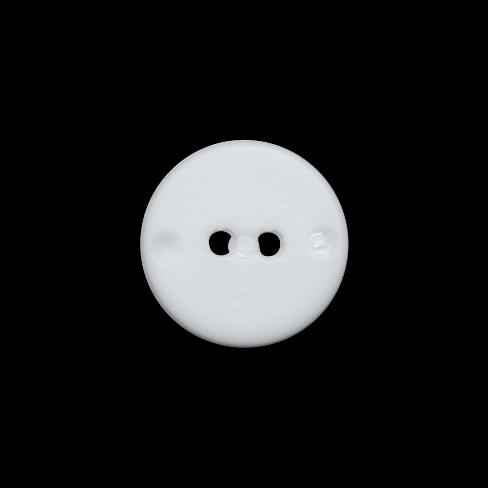Flat Plastic 2-Hole Button - White Faceted Rim - 28L/18mm - Detail Flat Plastic 2-Hole Button - White Faceted Rim - 28L/18mm - Detail