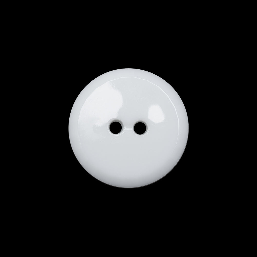Flat Plastic 2-Hole Button - White Faceted Rim - 32L/20mm Flat Plastic 2-Hole Button - White Faceted Rim - 32L/20mm