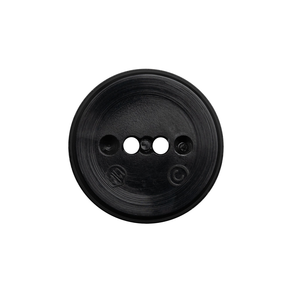 Flat Plastic 2-Hole Button - Black Faceted Rim - 36L/23mm - Detail Flat Plastic 2-Hole Button - Black Faceted Rim - 36L/23mm - Detail