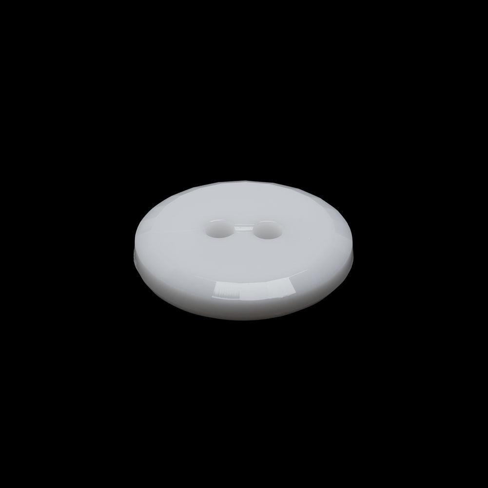 Flat Plastic 2-Hole Button - White Faceted Rim - 30L/19mm - Folded Flat Plastic 2-Hole Button - White Faceted Rim - 30L/19mm - Folded