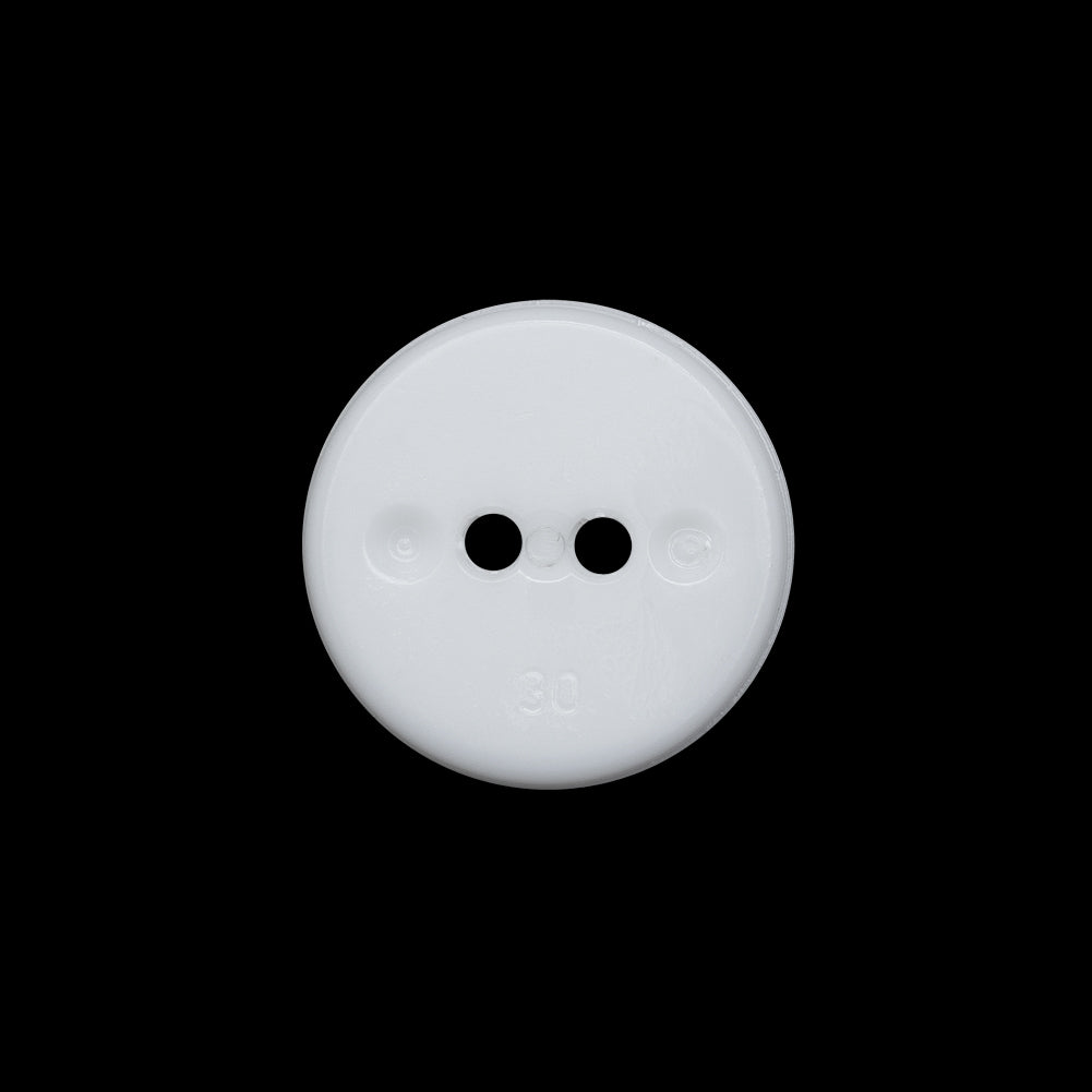 Flat Plastic 2-Hole Button - White Faceted Rim - 30L/19mm - Detail Flat Plastic 2-Hole Button - White Faceted Rim - 30L/19mm - Detail