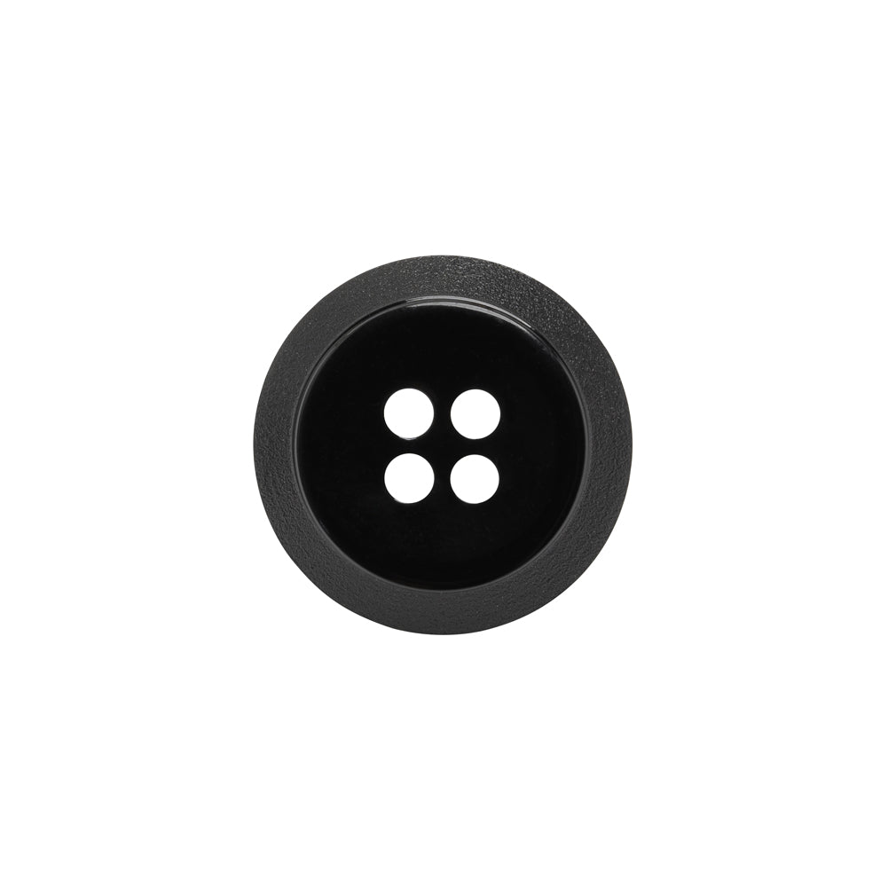 Plastic 4-Hole Button - Black Dish Shaped Matte Rim - 28L/18mm Plastic 4-Hole Button - Black Dish Shaped Matte Rim - 28L/18mm