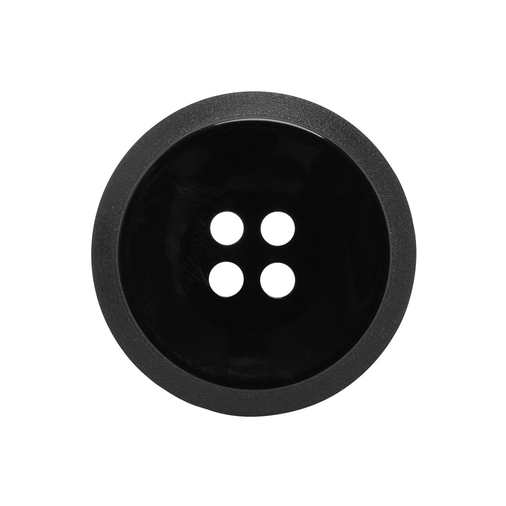 Plastic 4-Hole Button - Black Dish Shaped Matte Rim - 40L/25.5mm Plastic 4-Hole Button - Black Dish Shaped Matte Rim - 40L/25.5mm