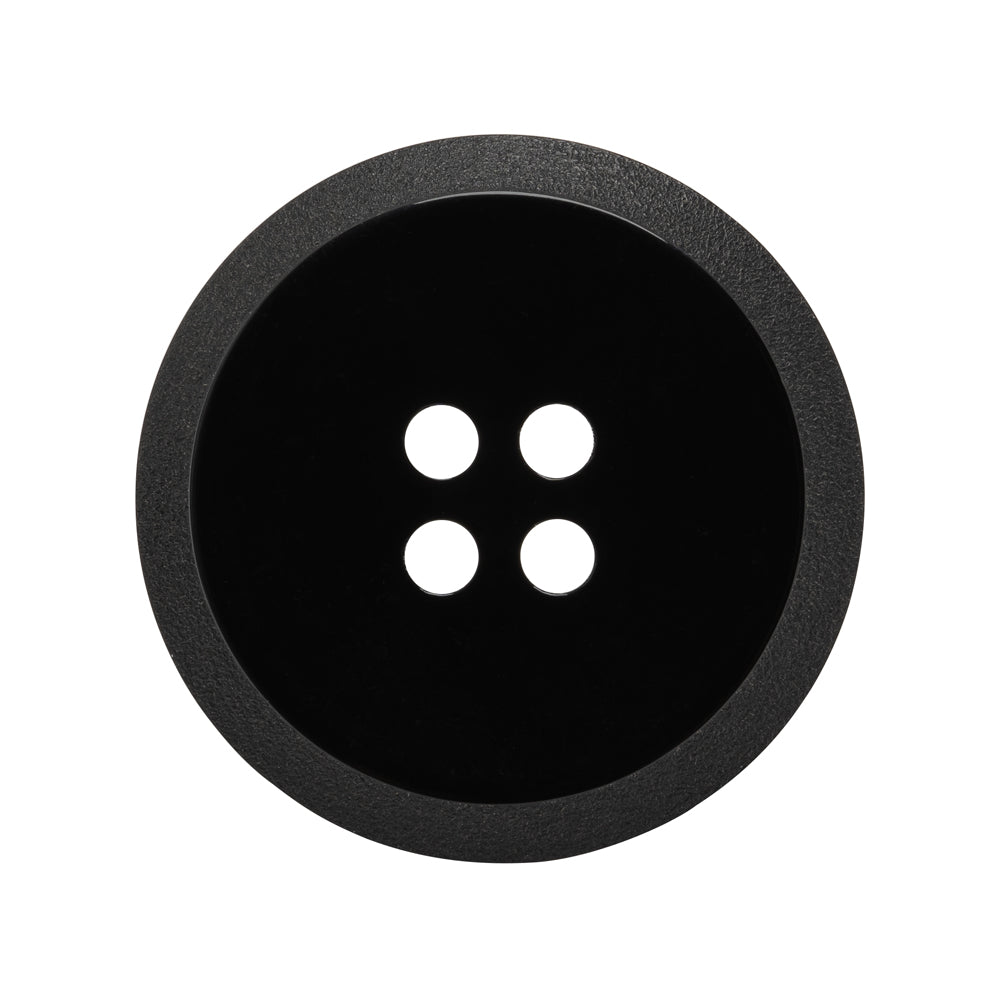 Plastic 4-Hole Button - Black Dish Shaped Matte Rim - 44L/28mm Plastic 4-Hole Button - Black Dish Shaped Matte Rim - 44L/28mm