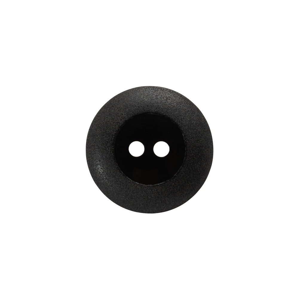 Plastic 2-Hole Button - Black Wide Matte Rim - 28L/18mm Plastic 2-Hole Button - Black Wide Matte Rim - 28L/18mm