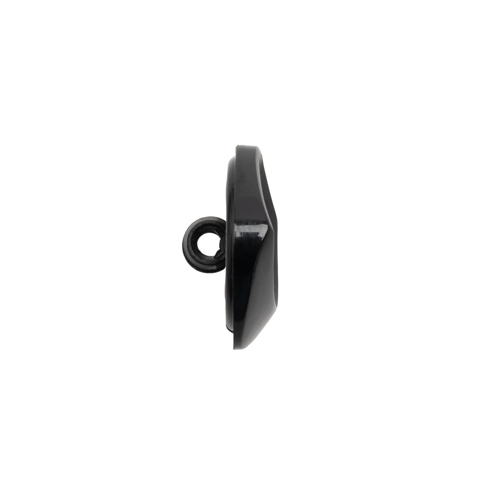 Square Plastic Shank Back Button - Black Partial Matte Abstract - 28L/18mm - Folded Square Plastic Shank Back Button - Black Partial Matte Abstract - 28L/18mm - Folded