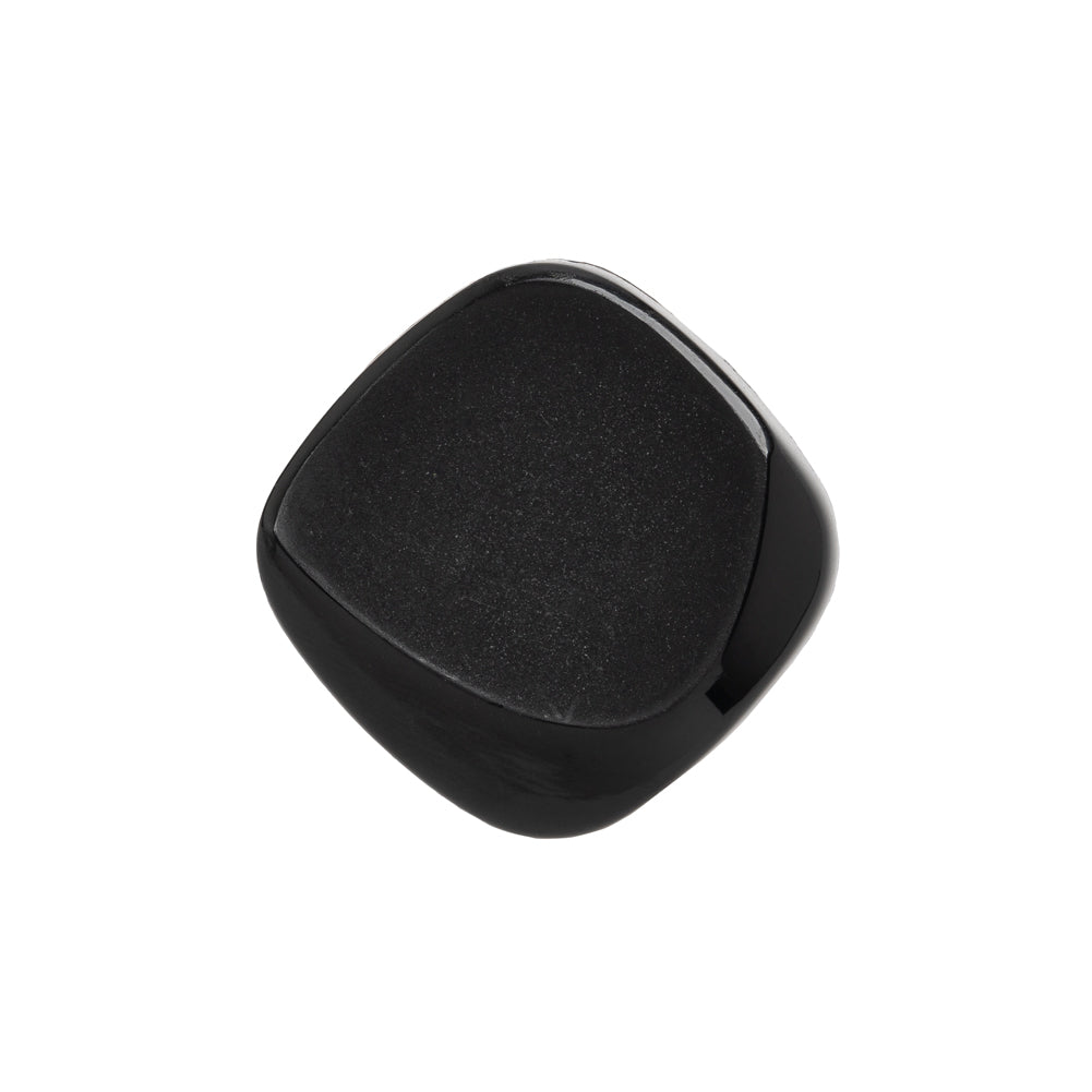Square Plastic Shank Back Button - Black Partial Matte Abstract - 36L/23mm Square Plastic Shank Back Button - Black Partial Matte Abstract - 36L/23mm