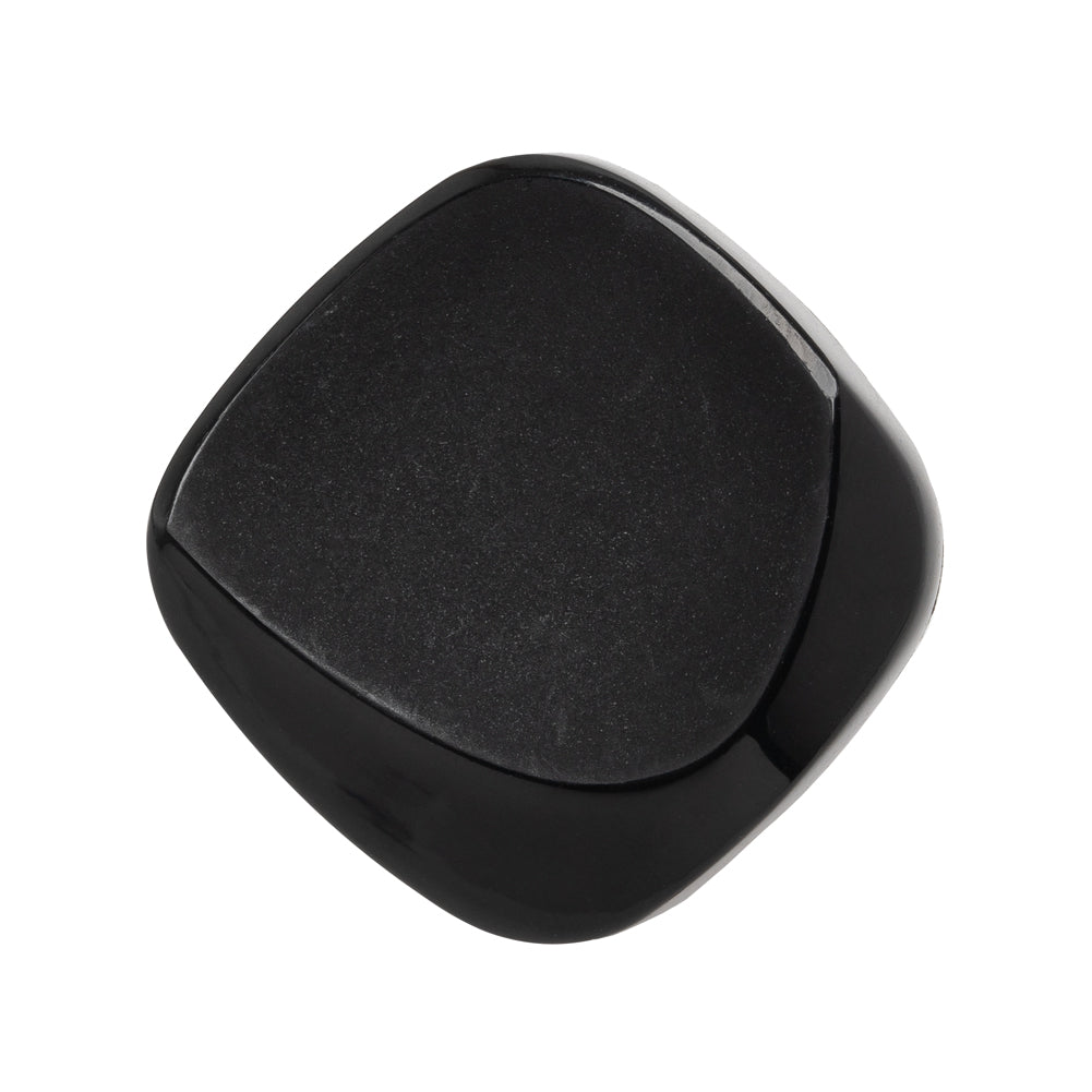 Square Plastic Shank Back Button - Black Partial Matte Abstract - 44L/28mm Square Plastic Shank Back Button - Black Partial Matte Abstract - 44L/28mm