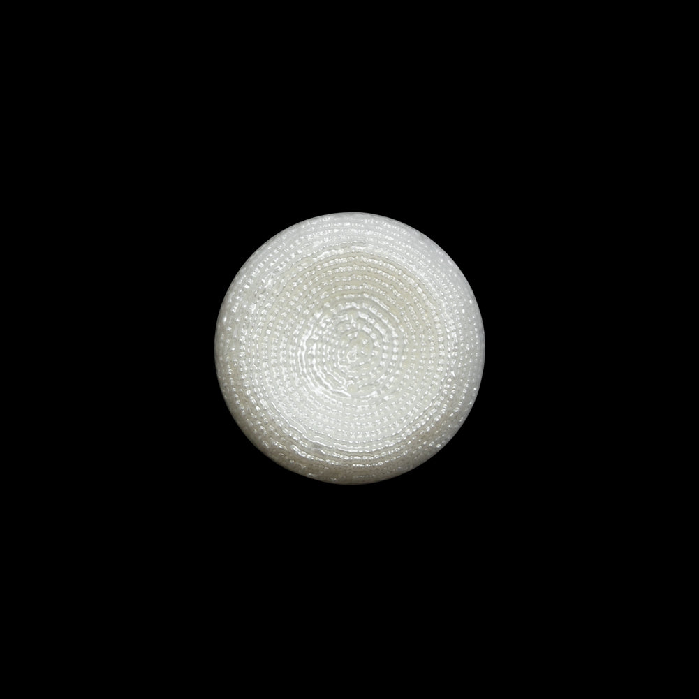 Concave Plastic Shank Back Button - White Beaded Look Embossed - 24L/15mm Concave Plastic Shank Back Button - White Beaded Look Embossed - 24L/15mm