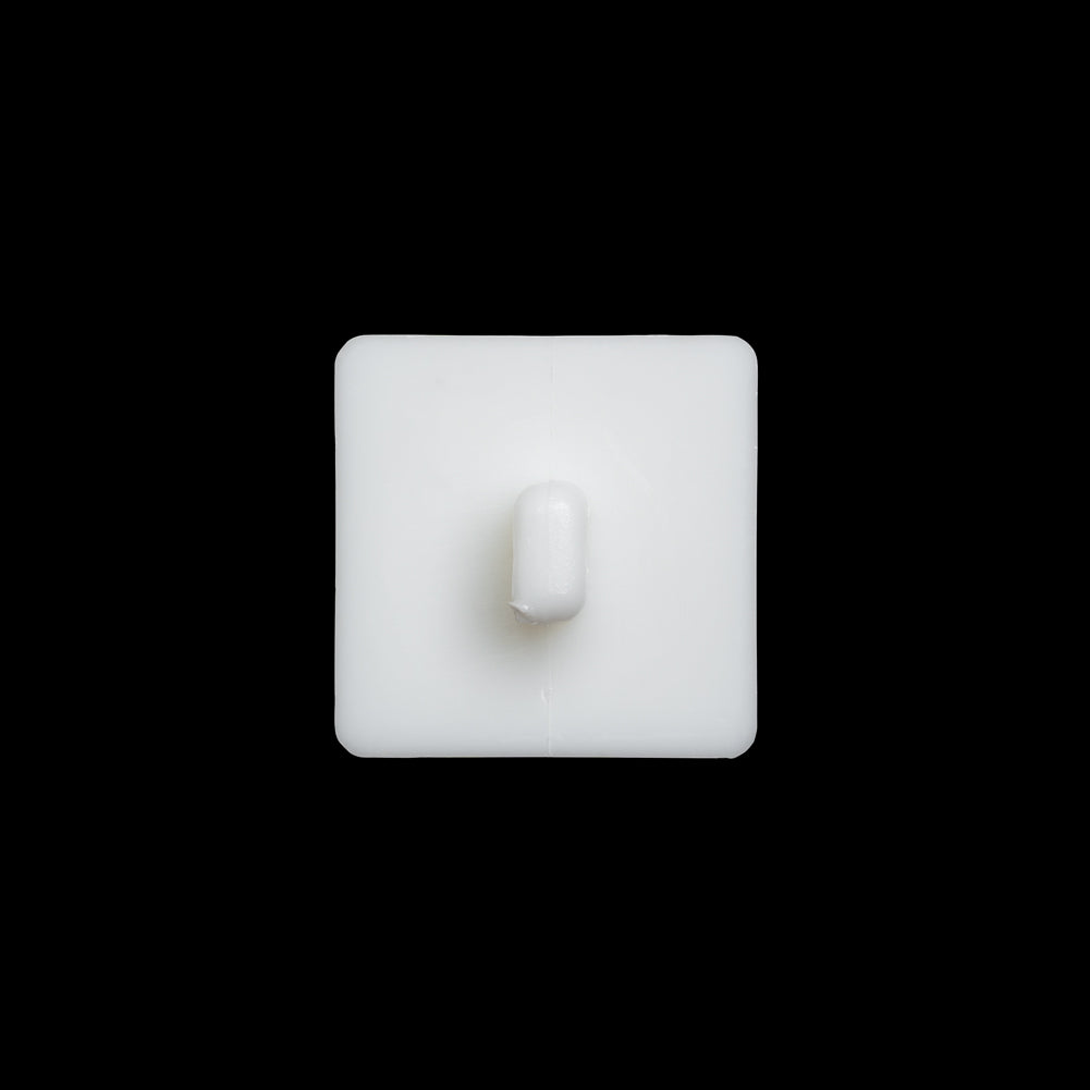 Plastic Shank Back Button - White Faceted Square - 36L/23mm - Detail Plastic Shank Back Button - White Faceted Square - 36L/23mm - Detail