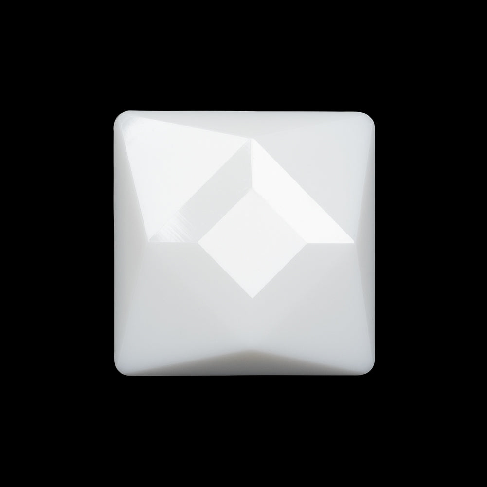 Plastic Shank Back Button - White Faceted Square - 44L/28mm Plastic Shank Back Button - White Faceted Square - 44L/28mm