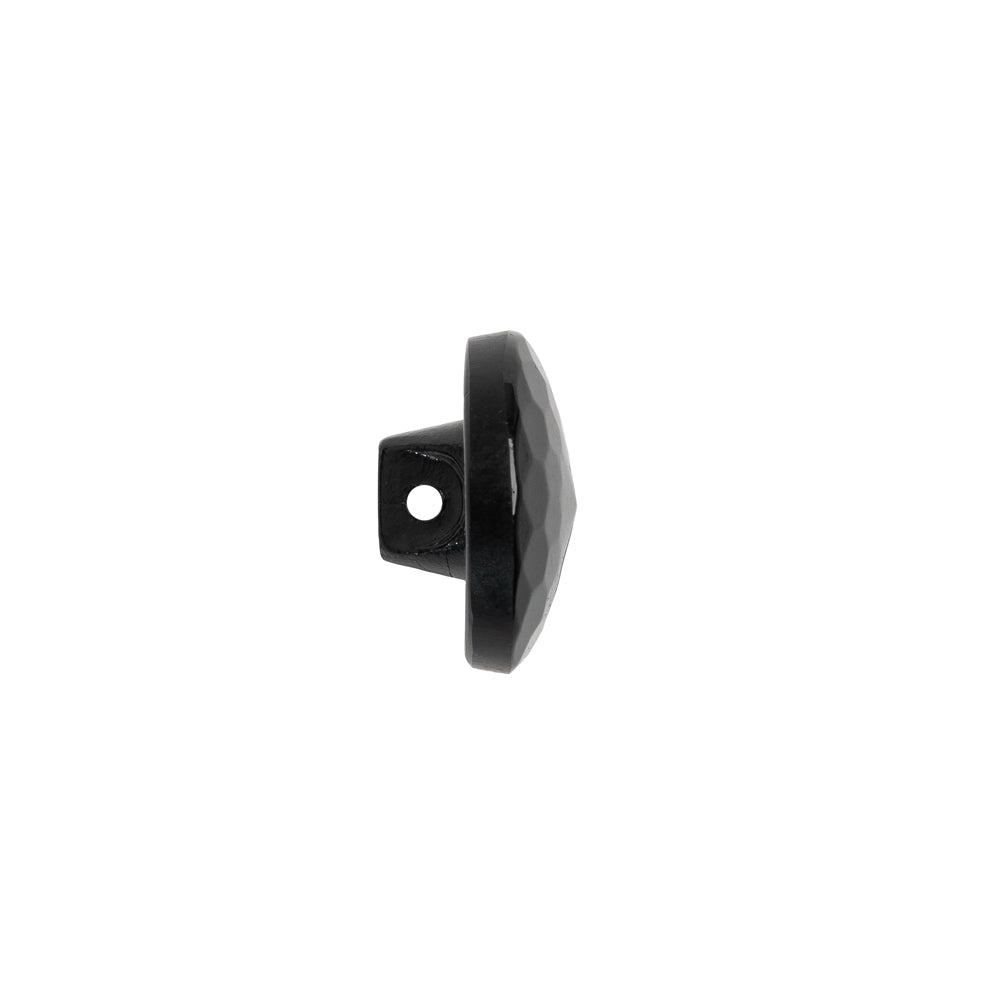 Glass Shank Back Button - Black Honeycomb Faceted - 20L/12.5mm - Folded Glass Shank Back Button - Black Honeycomb Faceted - 20L/12.5mm - Folded
