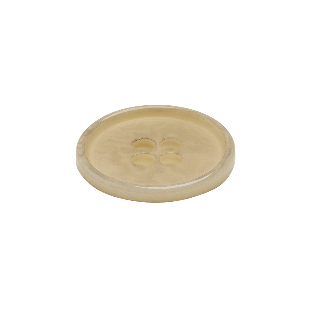 Horn 4-Hole Button - 34L/21.5mm - Ivory Narrow Rim - Folded Horn 4-Hole Button - 34L/21.5mm - Ivory Narrow Rim - Folded