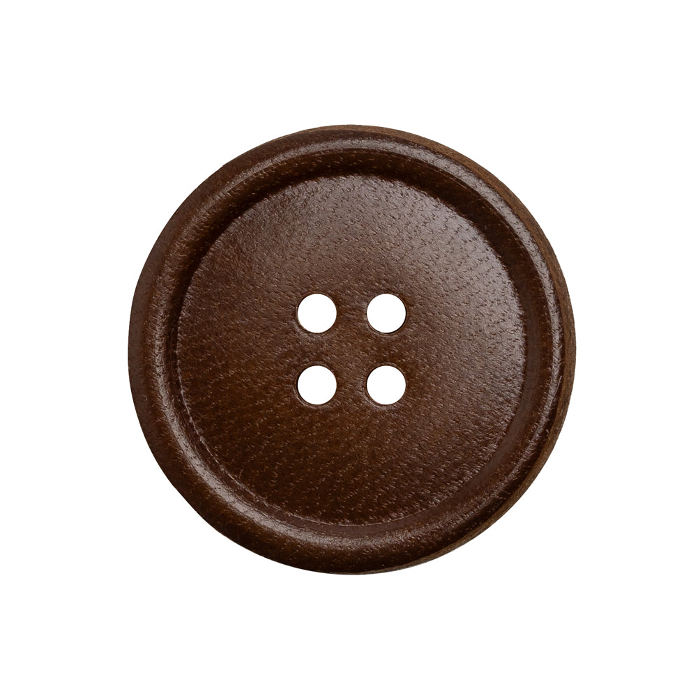 Leather 4-Hole Button - 40L/25.5mm - Dark Brown Leather 4-Hole Button - 40L/25.5mm - Dark Brown