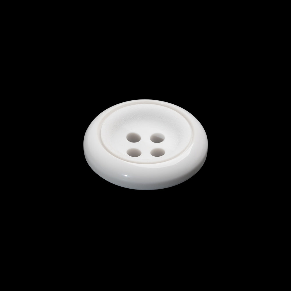 Plastic 4-Hole Button - 28L/18mm - White Tire Rim with Engraved Ring - Folded Plastic 4-Hole Button - 28L/18mm - White Tire Rim with Engraved Ring - Folded