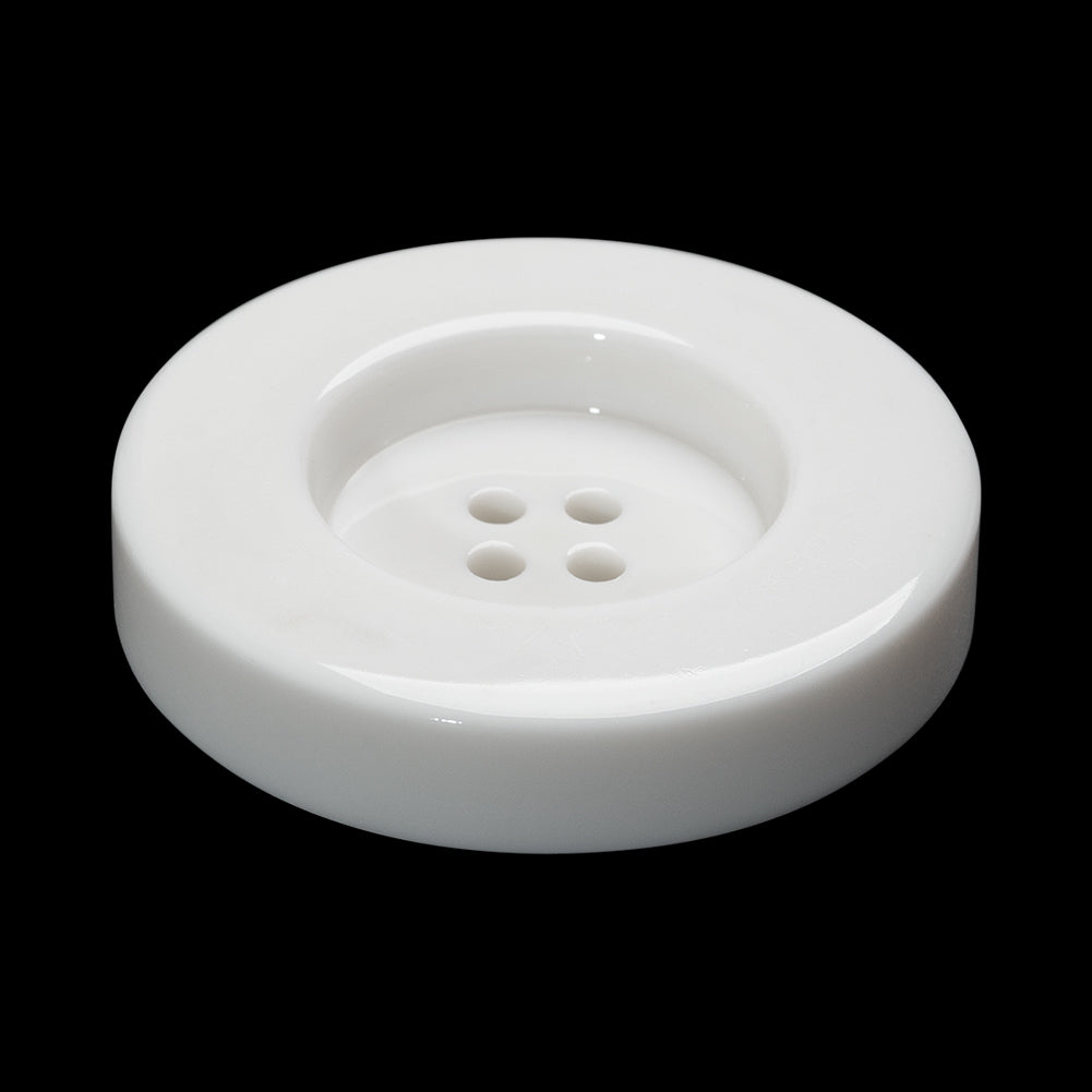 Plastic 4-Hole Button - 54L/34mm - White Chunky Tire Rim - Folded Plastic 4-Hole Button - 54L/34mm - White Chunky Tire Rim - Folded