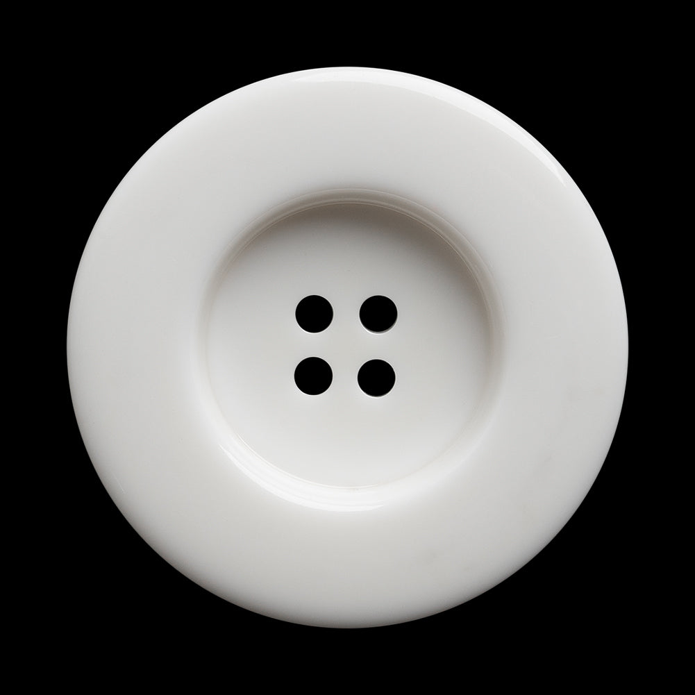 Plastic 4-Hole Button - 54L/34mm - White Chunky Tire Rim Plastic 4-Hole Button - 54L/34mm - White Chunky Tire Rim