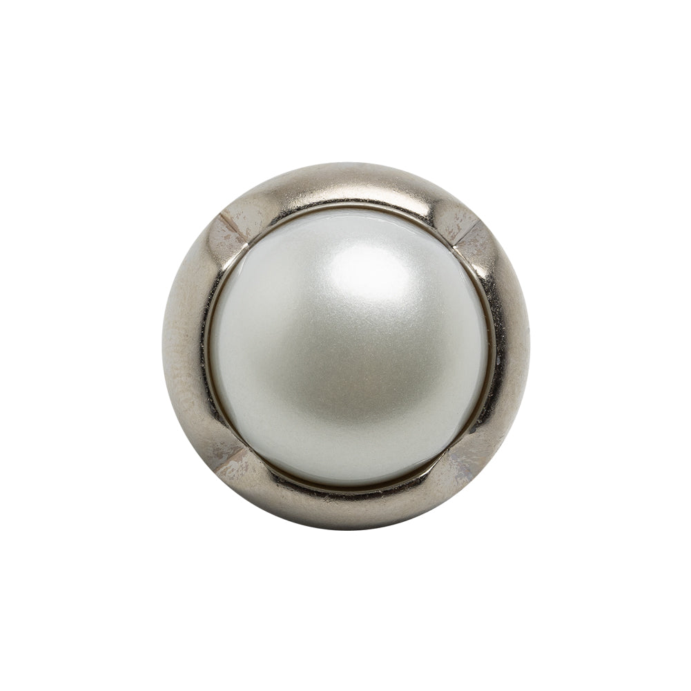 Plastic 2-Piece Shank Back Button - 36L/23mm - Silver and White Pearl Dome Plastic 2-Piece Shank Back Button - 36L/23mm - Silver and White Pearl Dome