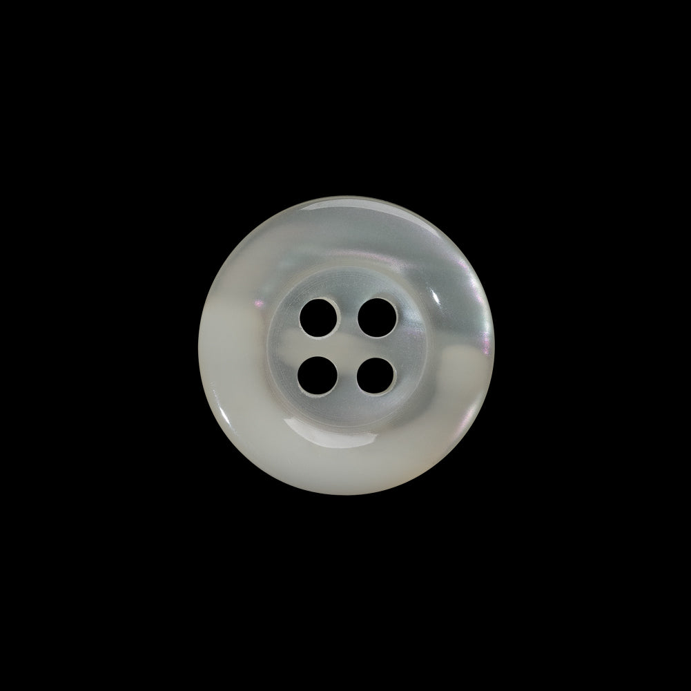 Plastic 4-Hole Button - 28L/18mm - Iridescent Ivory Rolled Rim Plastic 4-Hole Button - 28L/18mm - Iridescent Ivory Rolled Rim