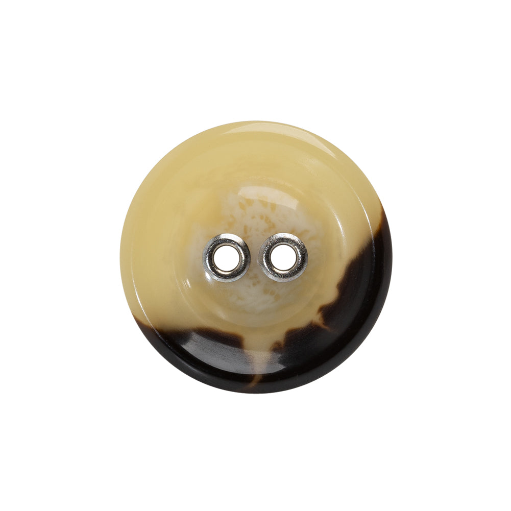Plastic 2-Hole Button with Metal Eyelet Holes - 36L/23mm - Ivory and Brown Plastic 2-Hole Button with Metal Eyelet Holes - 36L/23mm - Ivory and Brown