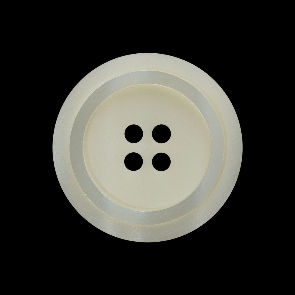 Plastic 4-Hole Button - 40L/25.5mm - Ivory with Iridescent White Ring Plastic 4-Hole Button - 40L/25.5mm - Ivory with Iridescent White Ring